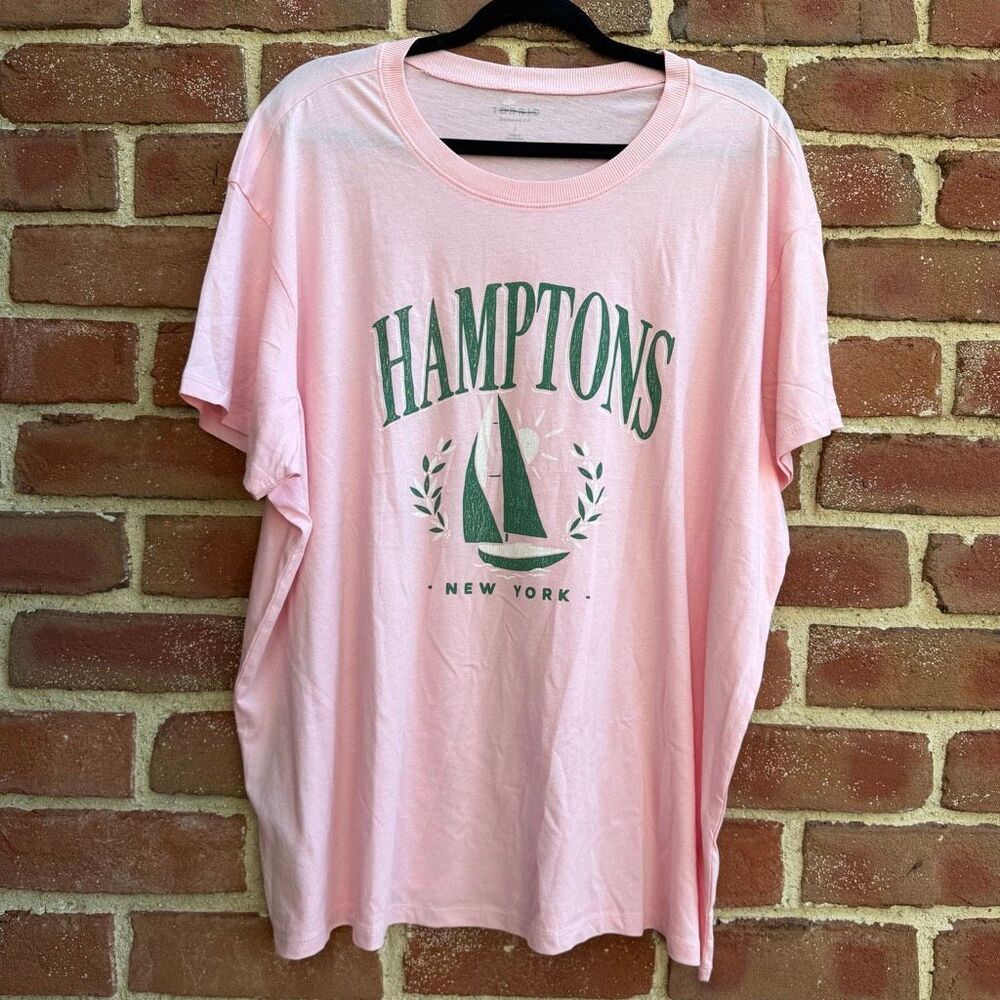 Torrid Hamptons New York Sailboat Graphic Tee Pink Cotton 1X NWOT